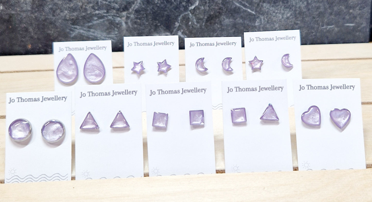 Stainless steel mini studs range Lilac Pearl