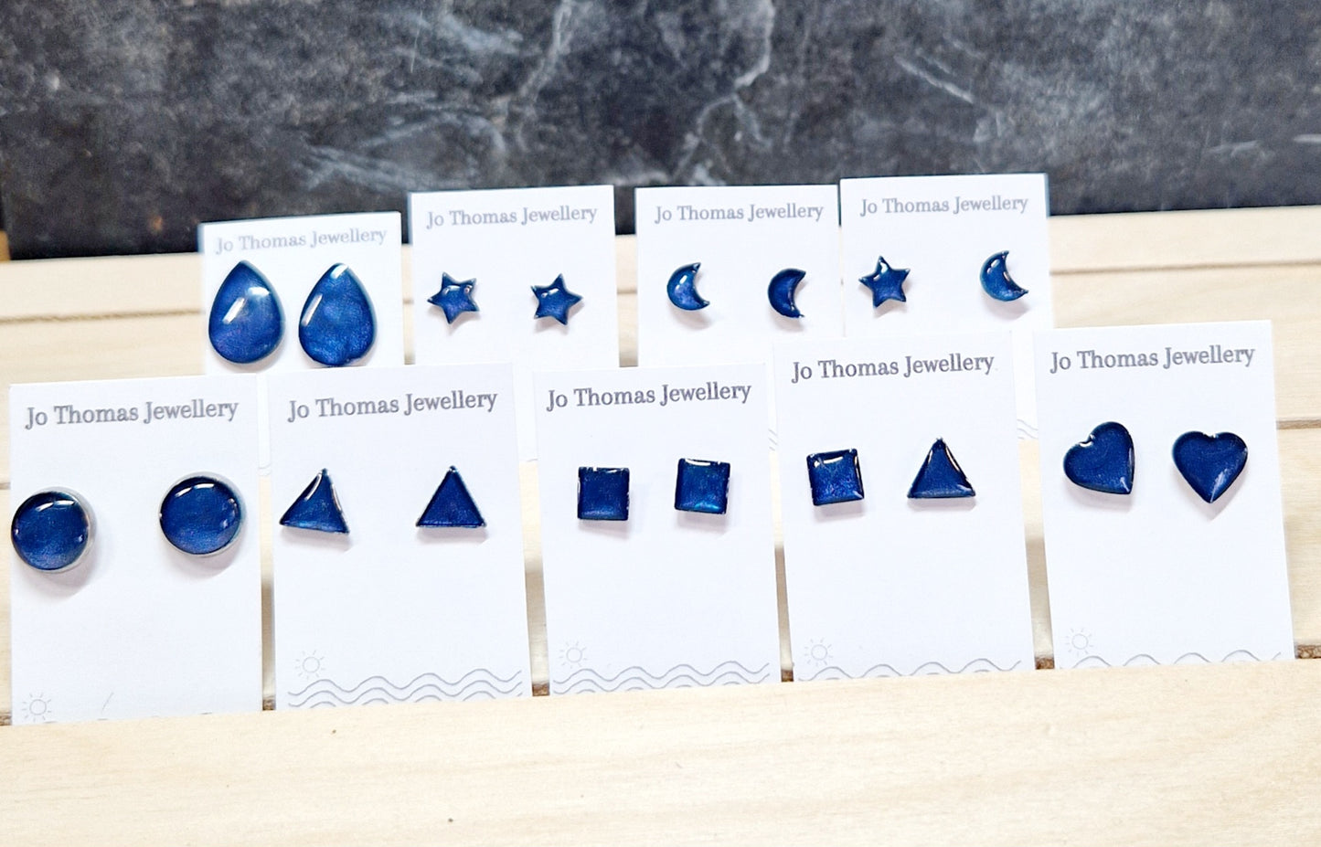 Stainless steel mini studs range Night Blue Pearl