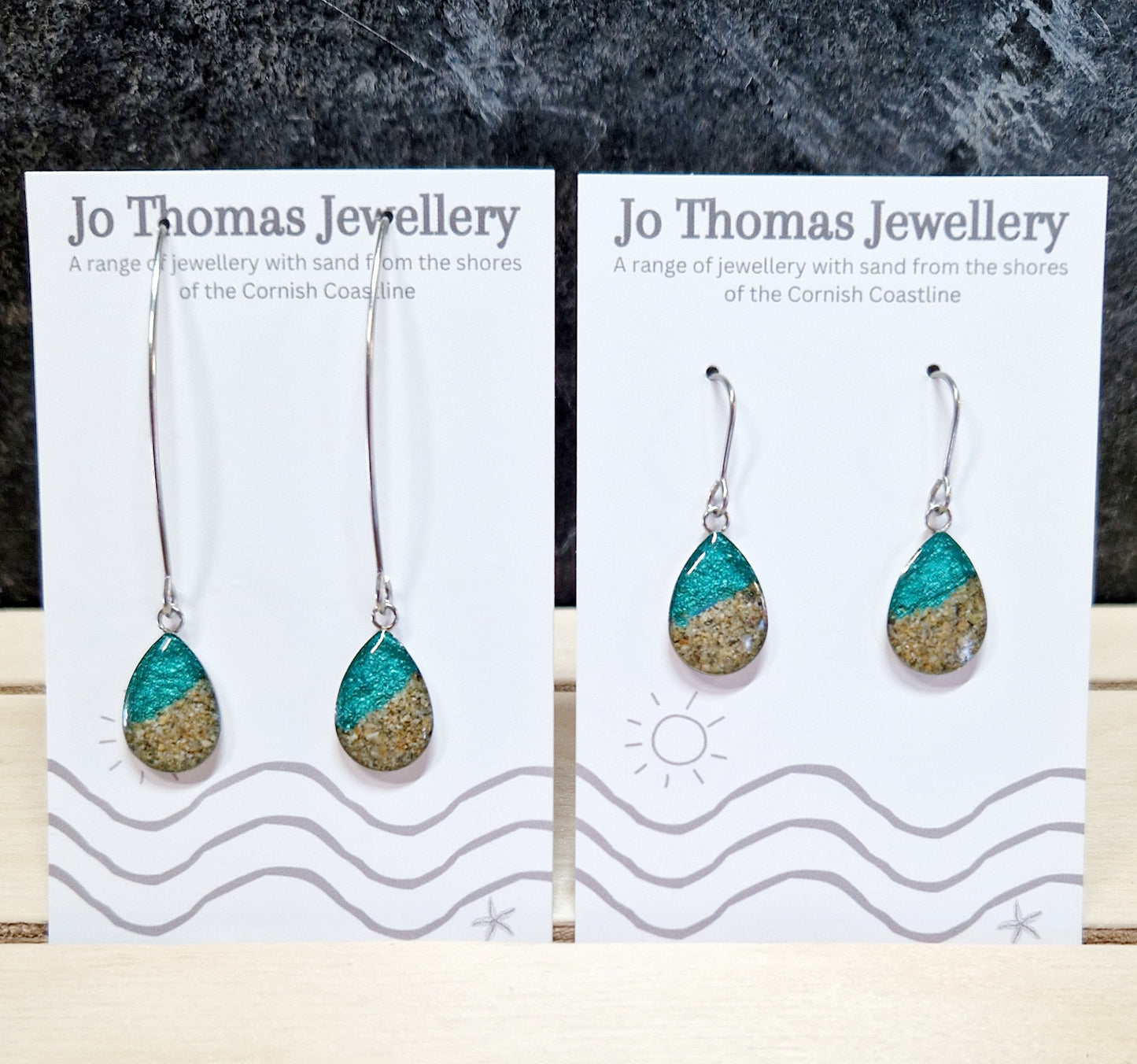 Shoreline Tear drop earrings Green pearl £8-£10