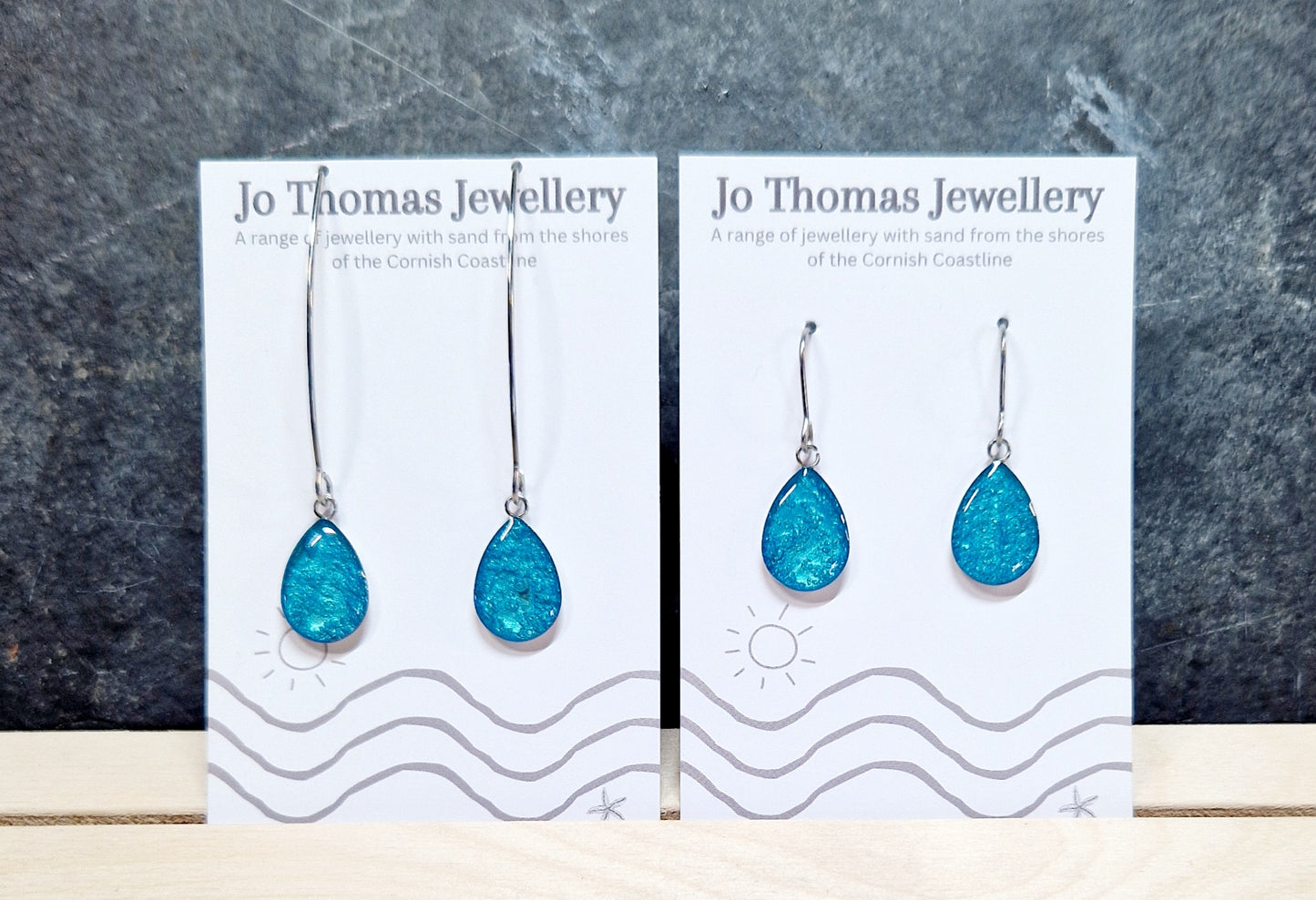 Cornish sand Sea drop earrings Turquoise pearl £8-£10