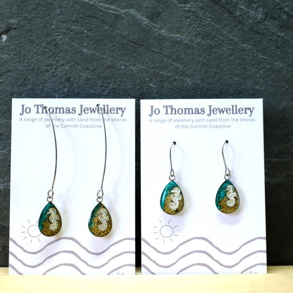 Seahorse Shoreline Sea drop earrings Metallic green £8-£10
