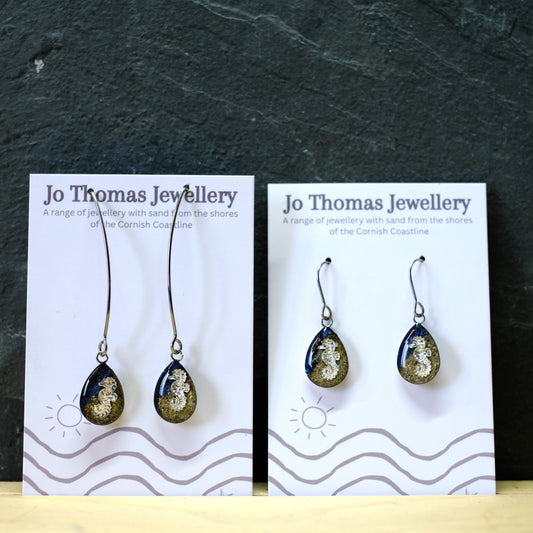 Seahorse Shoreline Sea drop earrings Night Blue £8-£10