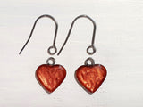 Heart drop earrings with short wires