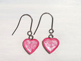 Heart drop earrings with short wires