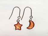 Star/Moon drop earrings with short wires