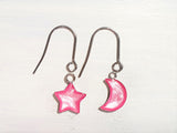 Star/Moon drop earrings with short wires