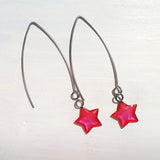 Long wire drop star earrings