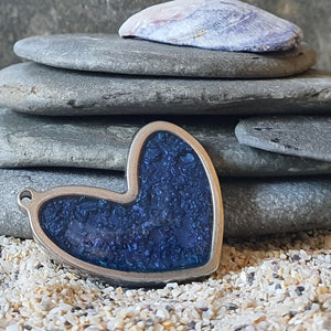 Sand & Night time blue heart pendant