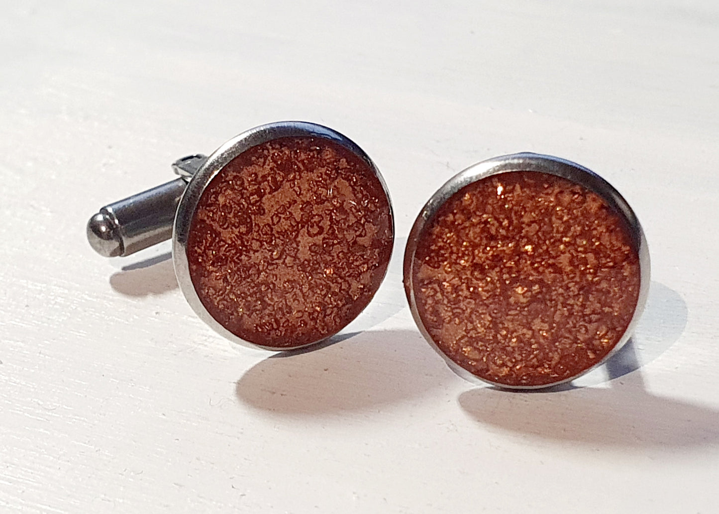 Cufflinks with Cornish sand