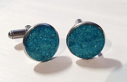 Cufflinks with Cornish sand