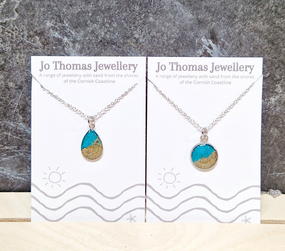 Shore line aqua pearl pendant