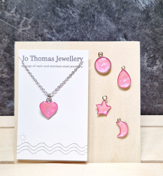 Mini charm pendants Shocking pink