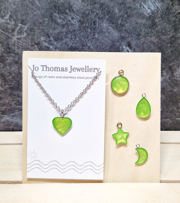 Mini charm pendants Iridescent green