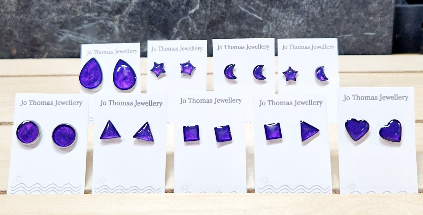 Stainless steel mini studs range Storm purple