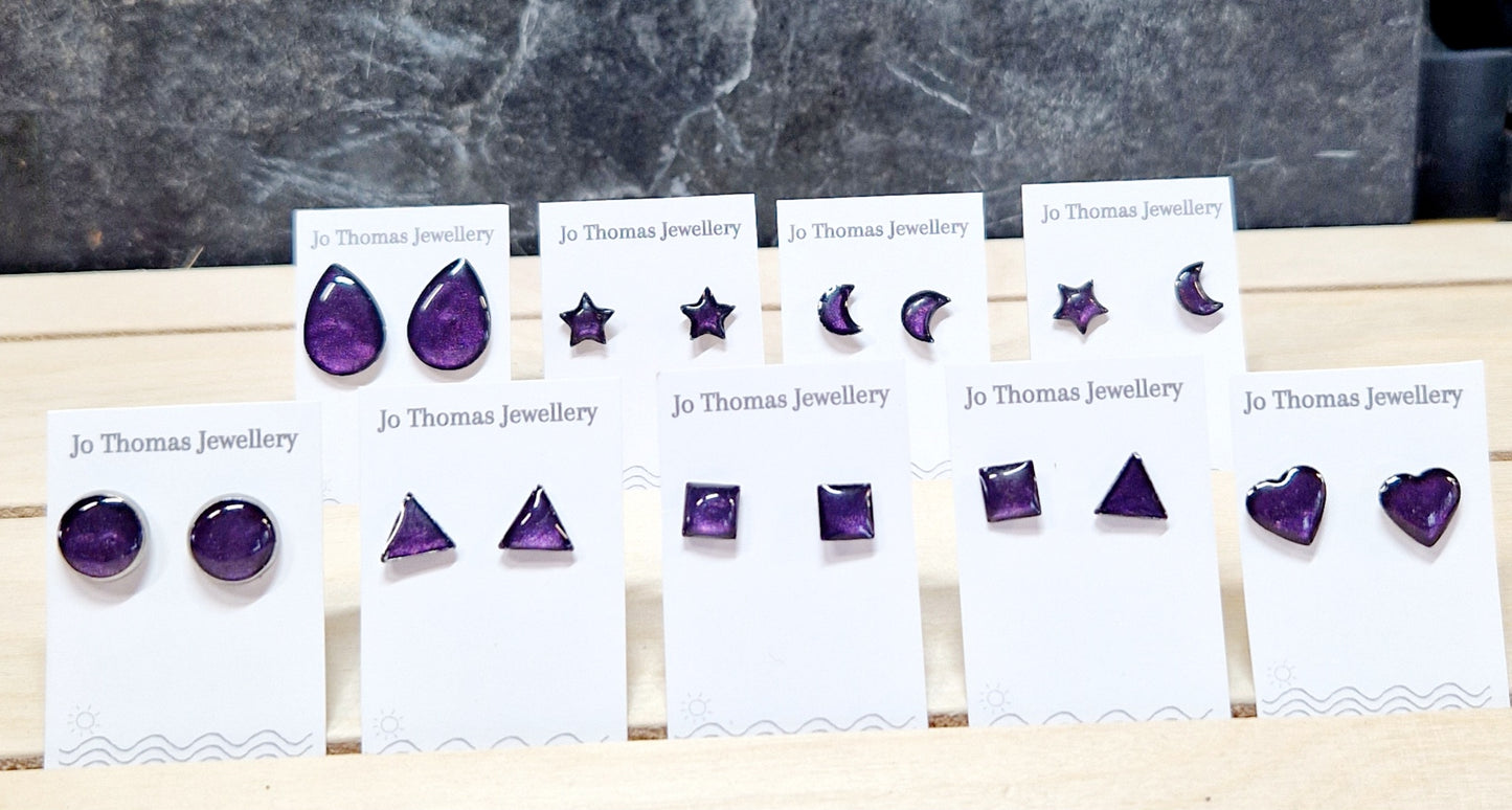 Stainless steel mini studs range Purple Pearl