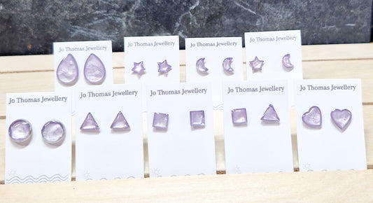 Stainless steel mini studs range Lilac Pearl