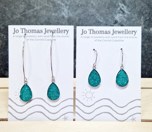 Cornish sand Sea drop earrings Metallic Green £8-£10