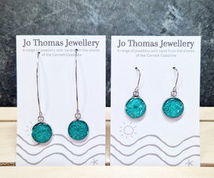 Cornish sand Round drop earrings Metallic Green £8-£10