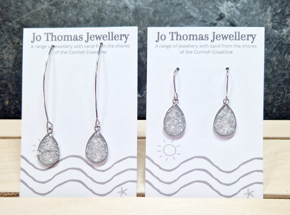 Cornish sand Sea drop earrings Metallic Silver £8-£10