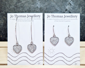Cornish sand Heart drop earrings Metallic Silver £8-£10