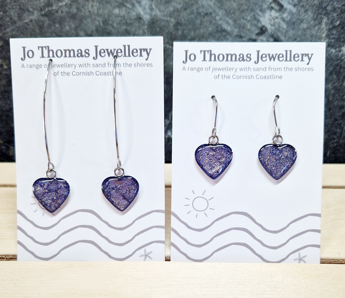 Cornish sand Heart drop earrings Mermaid pearl £8-£10