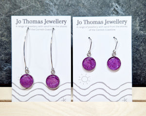 Cornish sand Round drop earrings Lavender pearl £8-£10
