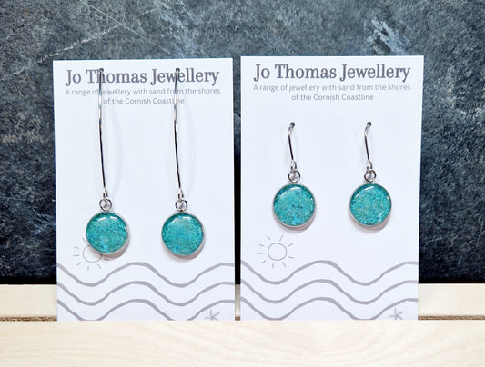 Cornish sand Round drop earrings Sea Green pearl £8-£10