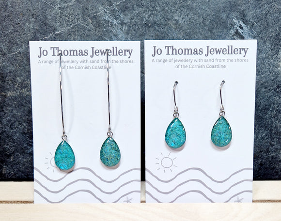 Cornish sand Sea drop earrings Sea Green pearl £8-£10