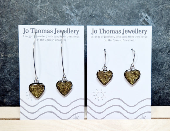 Cornish sand Heart drop earrings Metallic Bronze £8-£10