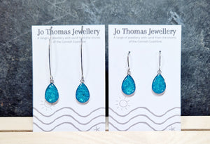 Cornish sand Sea drop earrings Turquoise pearl £8-£10